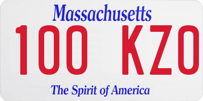 MA license plate 100KZ0
