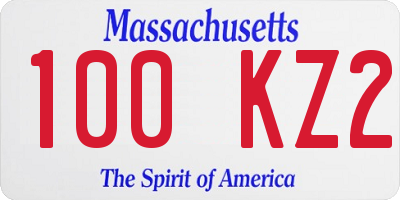 MA license plate 100KZ2
