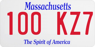 MA license plate 100KZ7