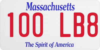 MA license plate 100LB8