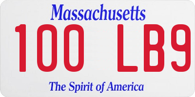 MA license plate 100LB9