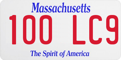 MA license plate 100LC9