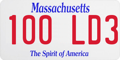 MA license plate 100LD3
