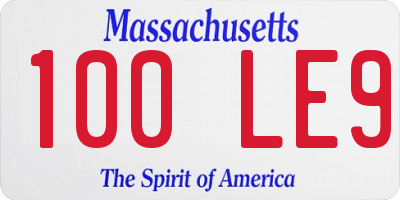 MA license plate 100LE9