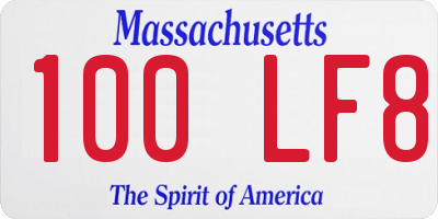 MA license plate 100LF8
