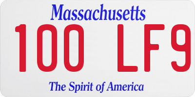 MA license plate 100LF9