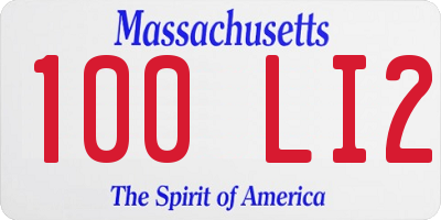 MA license plate 100LI2