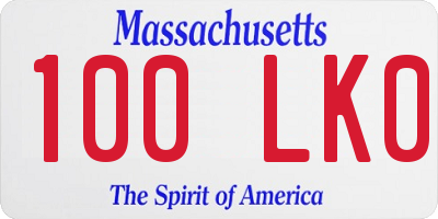 MA license plate 100LK0
