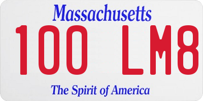 MA license plate 100LM8