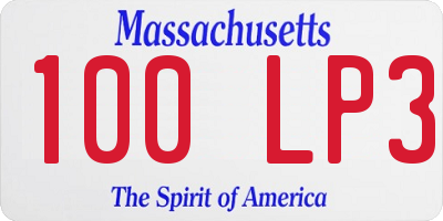 MA license plate 100LP3