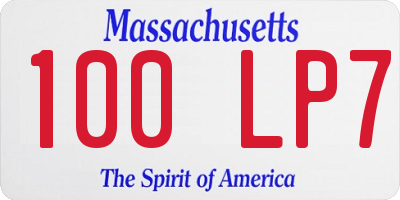 MA license plate 100LP7