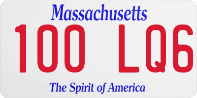 MA license plate 100LQ6