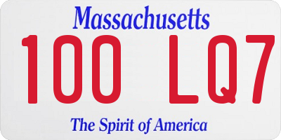 MA license plate 100LQ7