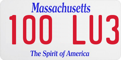 MA license plate 100LU3