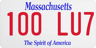 MA license plate 100LU7