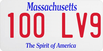 MA license plate 100LV9