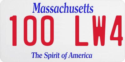 MA license plate 100LW4