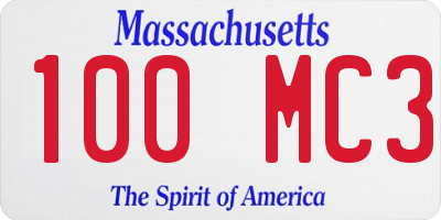 MA license plate 100MC3