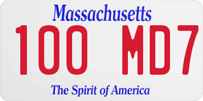 MA license plate 100MD7