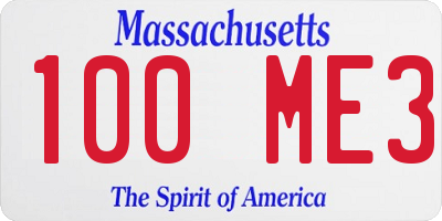MA license plate 100ME3
