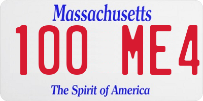 MA license plate 100ME4