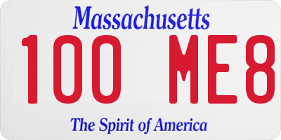 MA license plate 100ME8