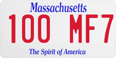 MA license plate 100MF7