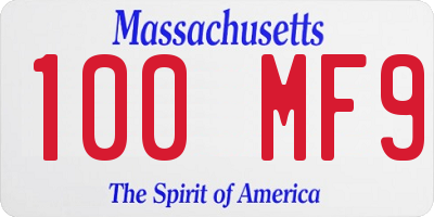 MA license plate 100MF9