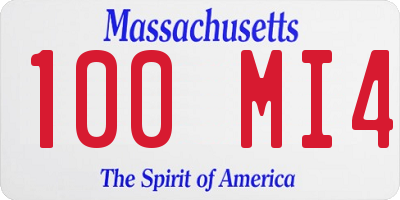 MA license plate 100MI4