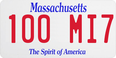 MA license plate 100MI7