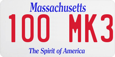 MA license plate 100MK3
