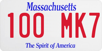 MA license plate 100MK7