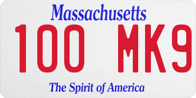 MA license plate 100MK9