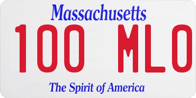 MA license plate 100ML0
