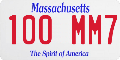 MA license plate 100MM7