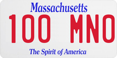 MA license plate 100MN0