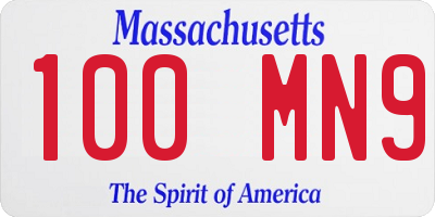 MA license plate 100MN9