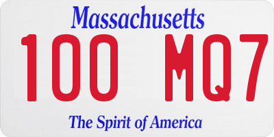 MA license plate 100MQ7