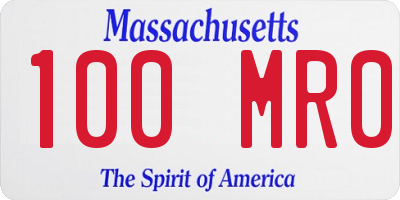 MA license plate 100MR0