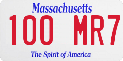 MA license plate 100MR7