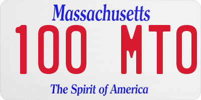 MA license plate 100MT0