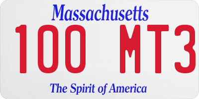 MA license plate 100MT3