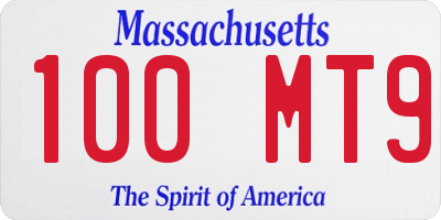 MA license plate 100MT9