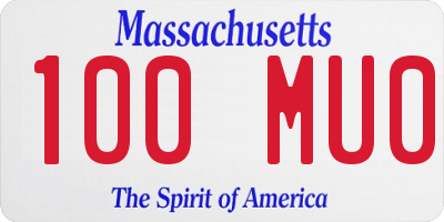 MA license plate 100MU0