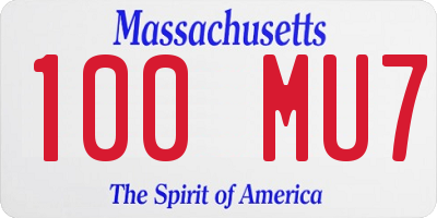 MA license plate 100MU7