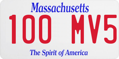 MA license plate 100MV5