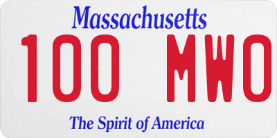 MA license plate 100MW0