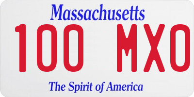 MA license plate 100MX0