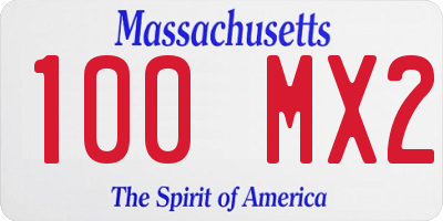 MA license plate 100MX2