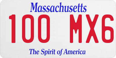 MA license plate 100MX6